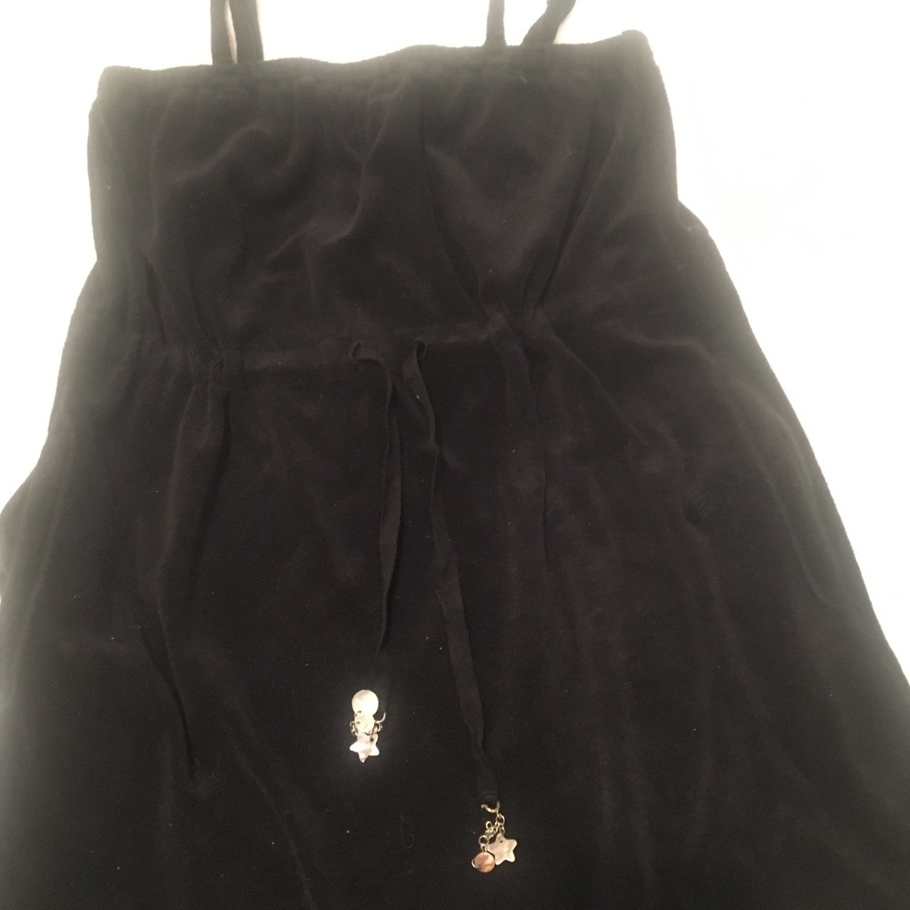 Moda International Size S Black terry spaghetti strap coverup hidden pockets